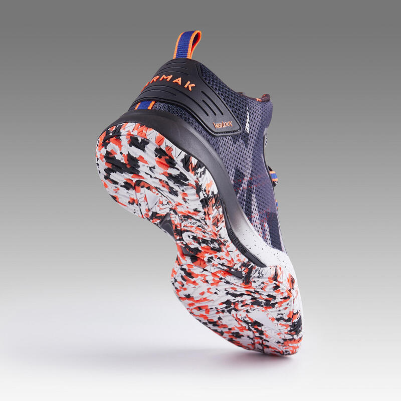 Basketbalové boty SC500 Mid šedo-modro-oranžové