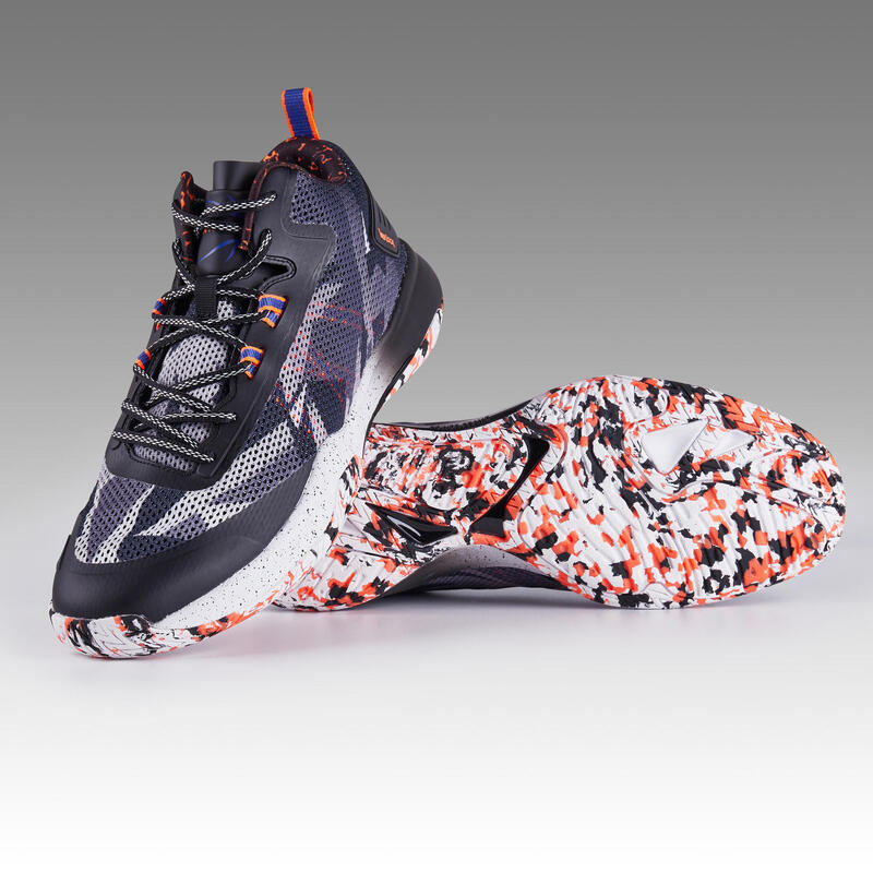 Basketbalové boty SC500 Mid šedo-modro-oranžové