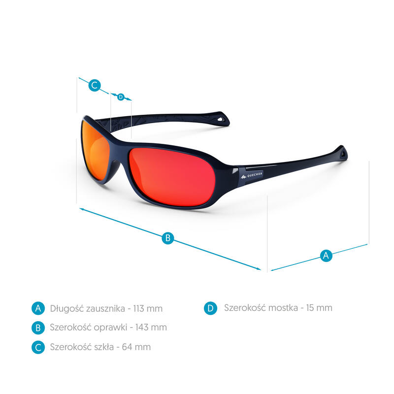 Sonnenbrille Wandern MH T500 Kinder 6–10 Jahre Kategorie 4 dunkelblau/orange