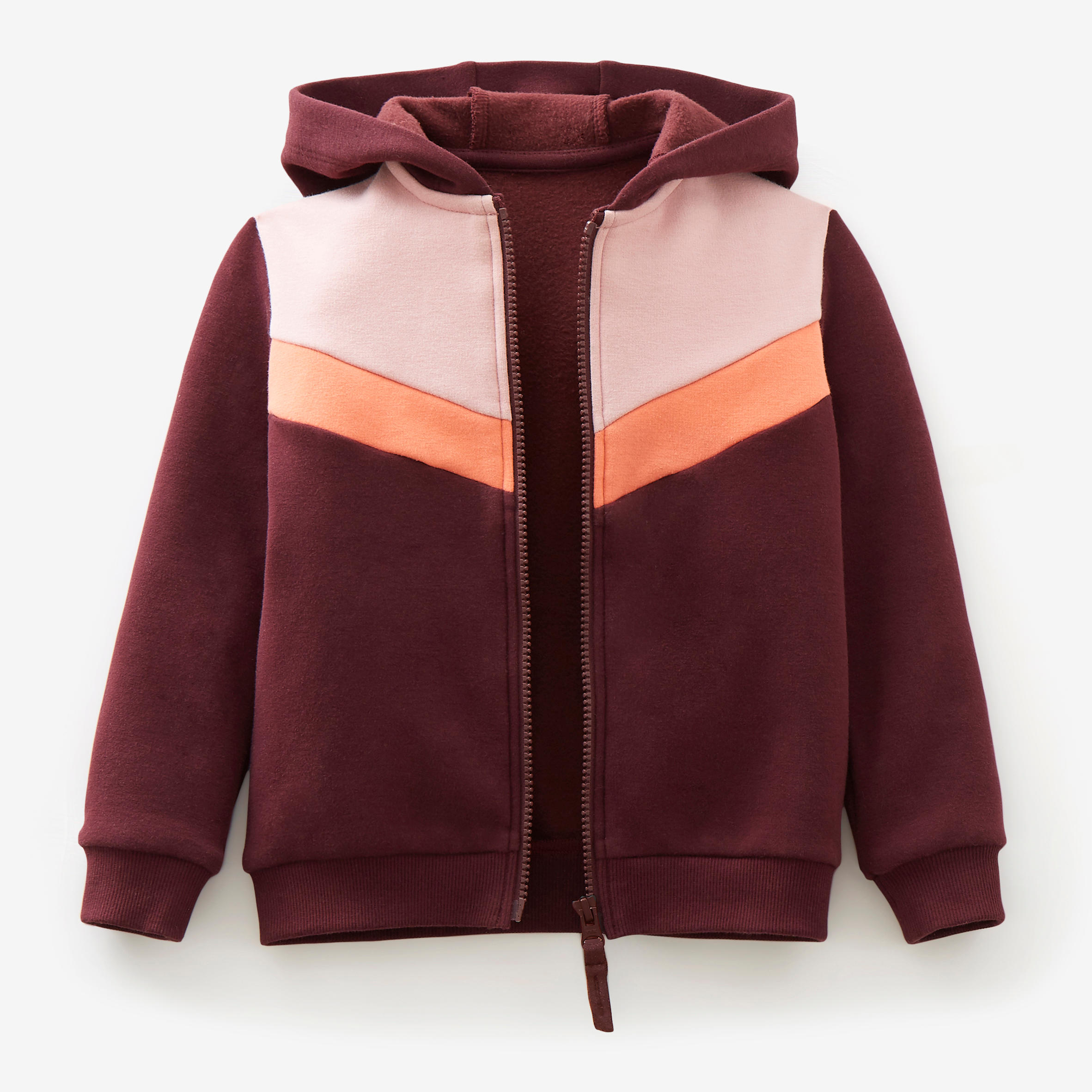 Baby's Zip-Up Basic Sweatshirt - Burgundy/Pink 2/4