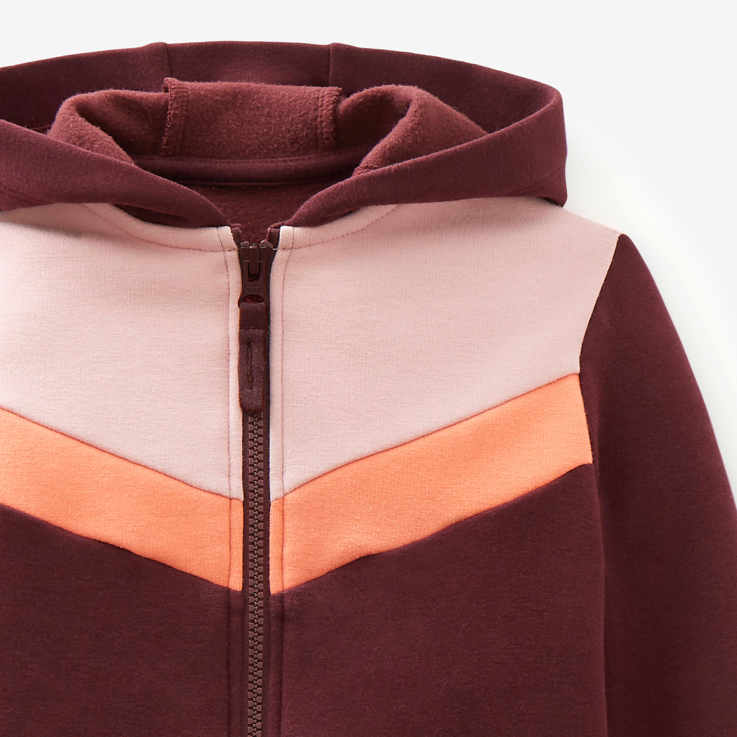 Baby's Zip-Up Basic Sweatshirt - Burgundy/Pink 3/4