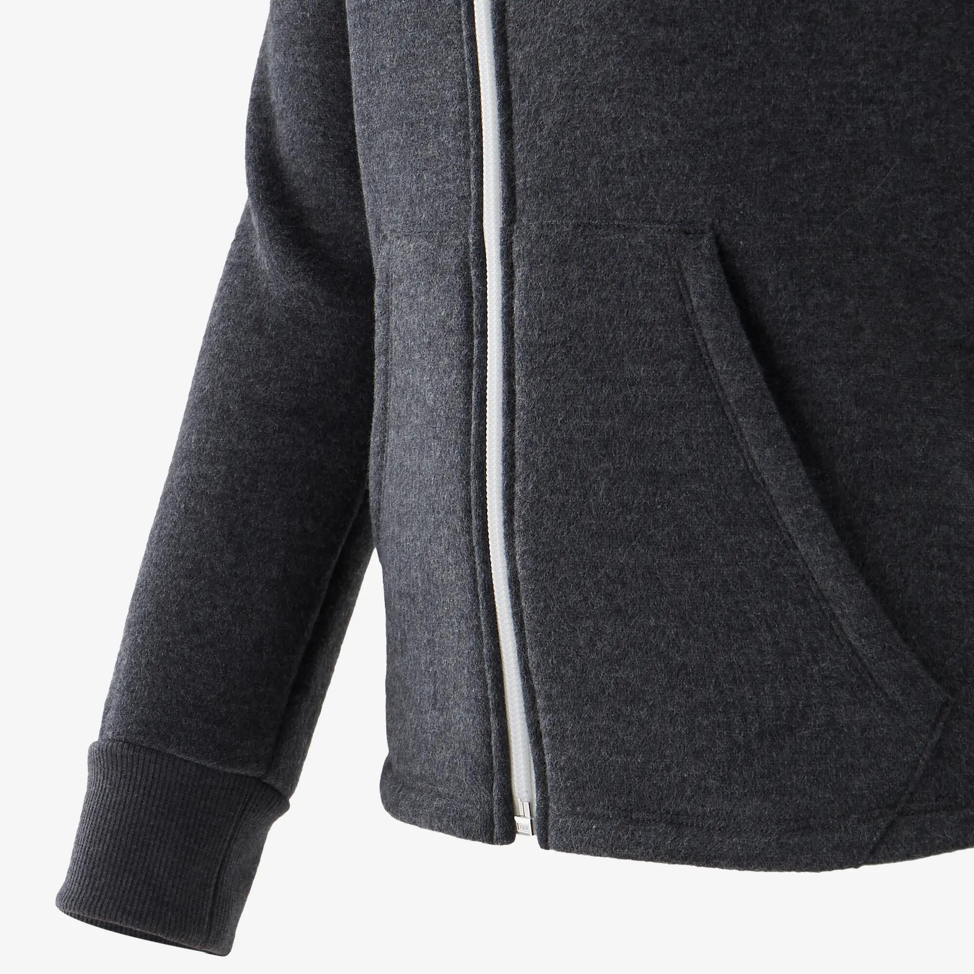 Girls' Gym Warm Brushed Jersey Breathable Hooded Jacket 100 - Dark Grey 4/4