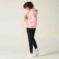 Women's Zip-Up Fitness Hoodie 500 - Light Pink