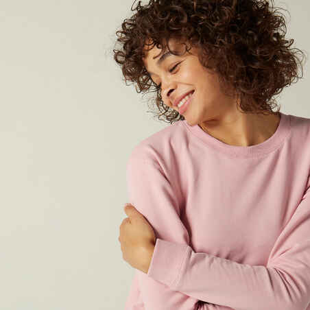 Kūno rengybos džemperis su apvalia apykakle „100“, rožinis