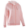 Women's Sweatshirt Jacket with Hood Fleece Lined 500 - Pink