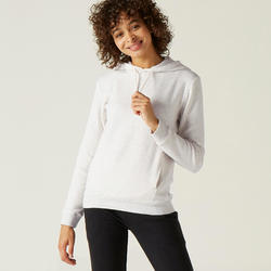 Sweat à Capuche Fitness Poche Kangourou Blanc