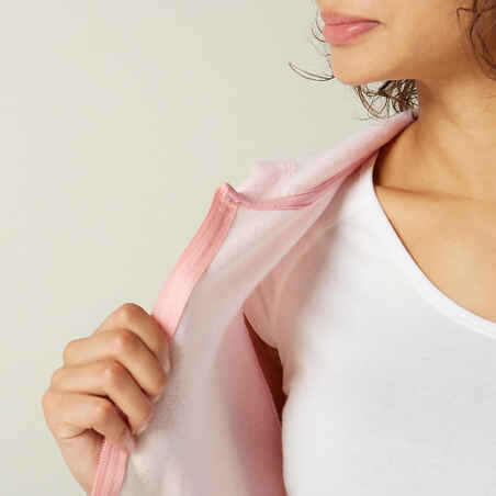 Women's Zip-Up Fitness Hoodie 500 - Light Pink