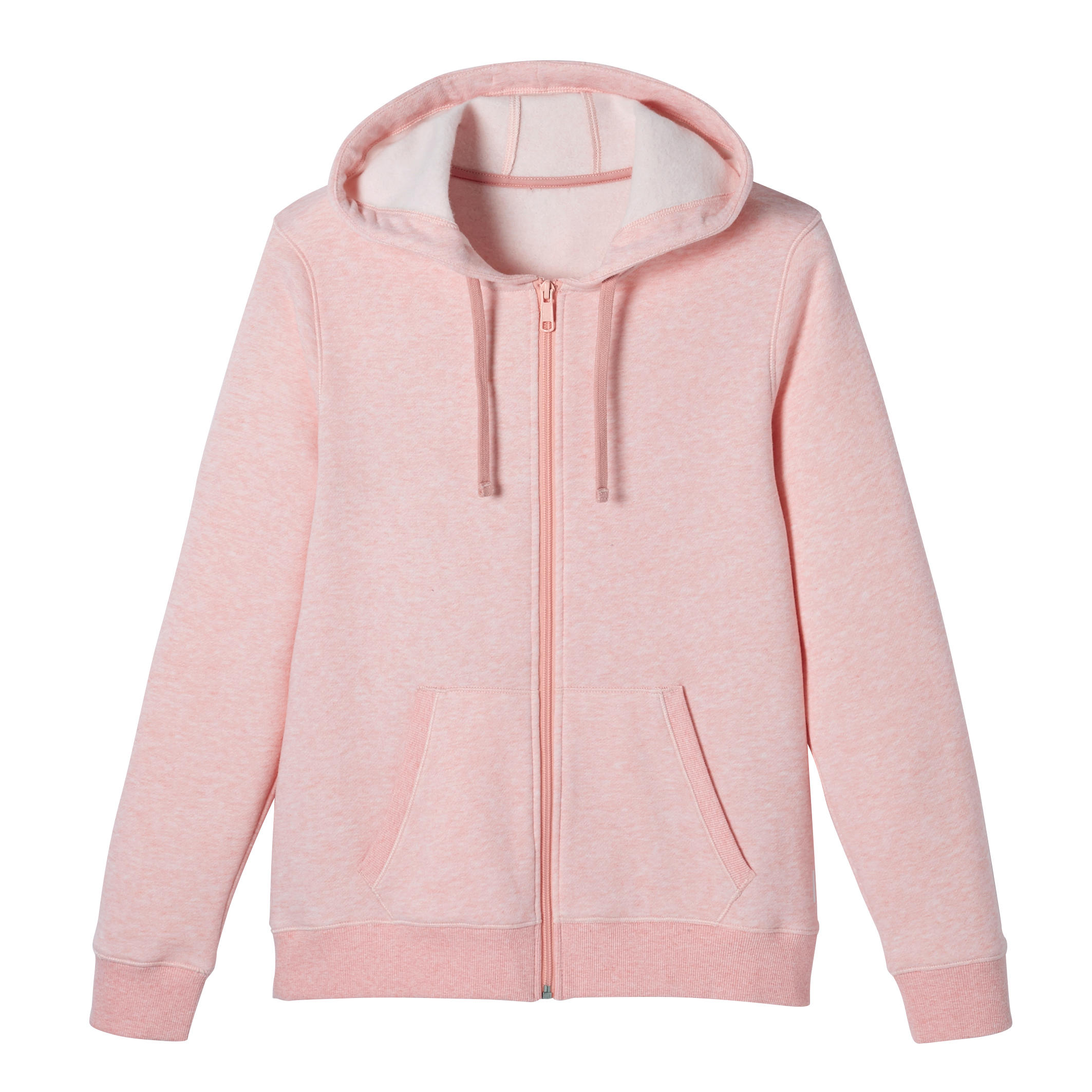 Women's Zip-Up Fitness Hoodie 500 - Light Pink 7/8