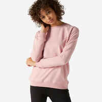 Sudadera fitness con cuello redondo de Mujer Domyos 100 rosa