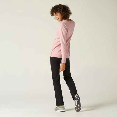 Sweatshirt Rundhals Fitness Damen rosa
