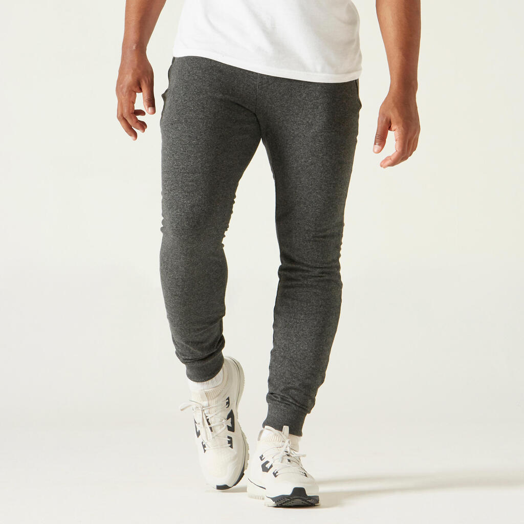 Fitness Slim-Fit Jogging Bottoms with Zip Pockets - Dark Grey