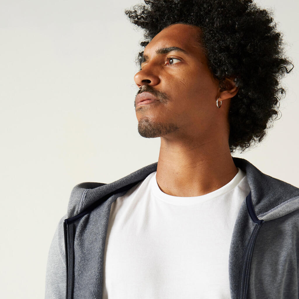 Sweat zippé à capuche Fitness Homme  - 100 Gris