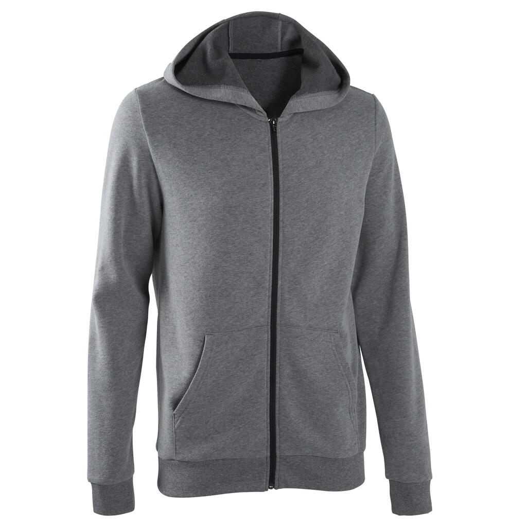 Sweat zippé à capuche Fitness Homme  - 100 Gris