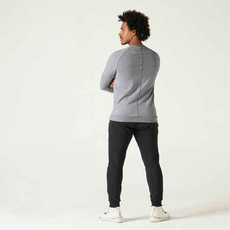 Men's Fitness Sweatshirt Crew 100 - Schist Grey