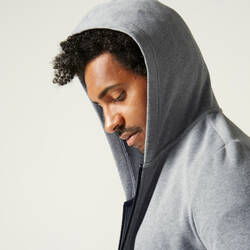 Men's Zip-Up Fitness Hoodie 100 - Grey