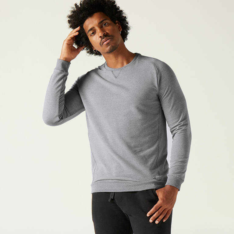 Crew Neck Fitness Sweatshirt - Mottled Light Grey - Decathlon
