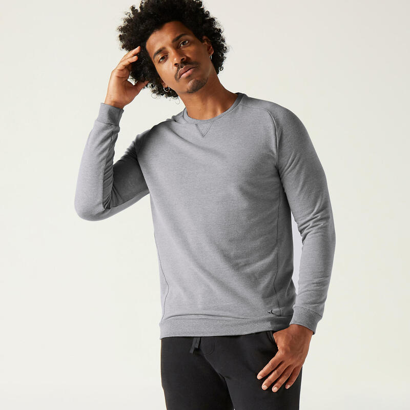 DOMYOS Erkek Açık Gri Sweatshirt 100 - Fitness Hafif Antrenman DOMYOS Erkek Açık Gri Sweatshirt 100 - Fitness Hafif Antrenman