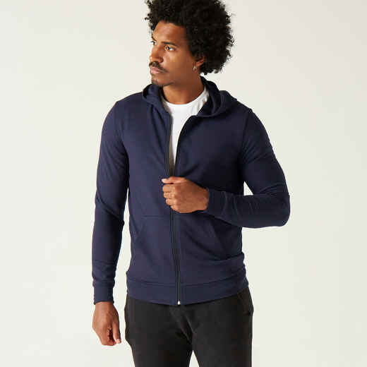 
      Men's Zip-Up Fitness Hoodie 100 - Dark Blue
  