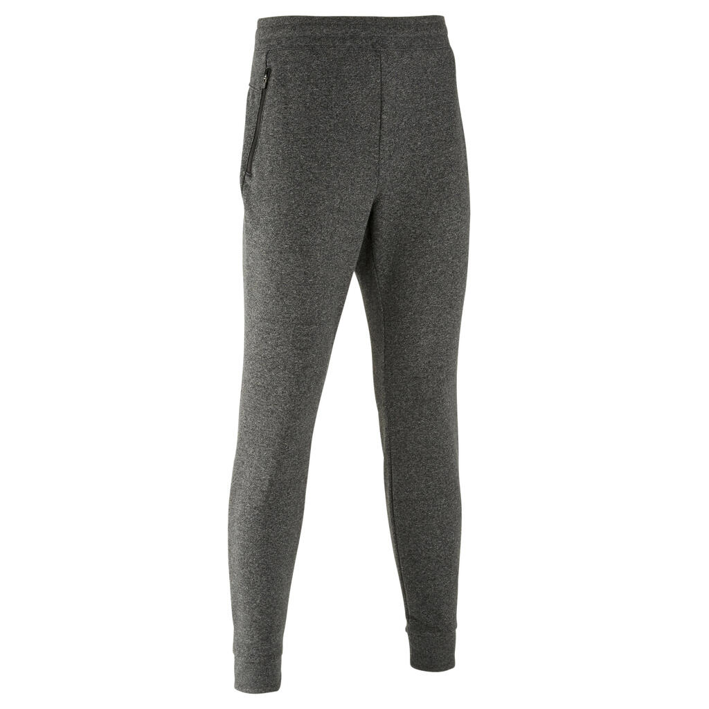 Fitness Slim-Fit Jogging Bottoms with Zip Pockets - Grey