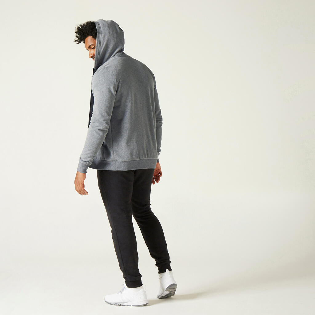 Men's Zip-Up Fitness Hoodie 100 - Grey