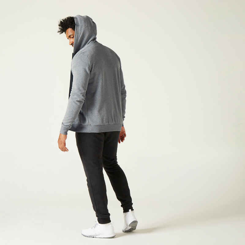 Men's Fitness Zip-Up Hoodie 100 - Grey - Decathlon