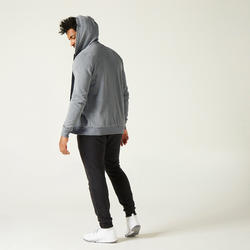 Sweat zippé à capuche Fitness Homme - 100 Gris