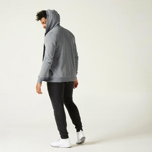 Chaqueta fitness con cremallera y capucha Hombre Domyos 100 gris