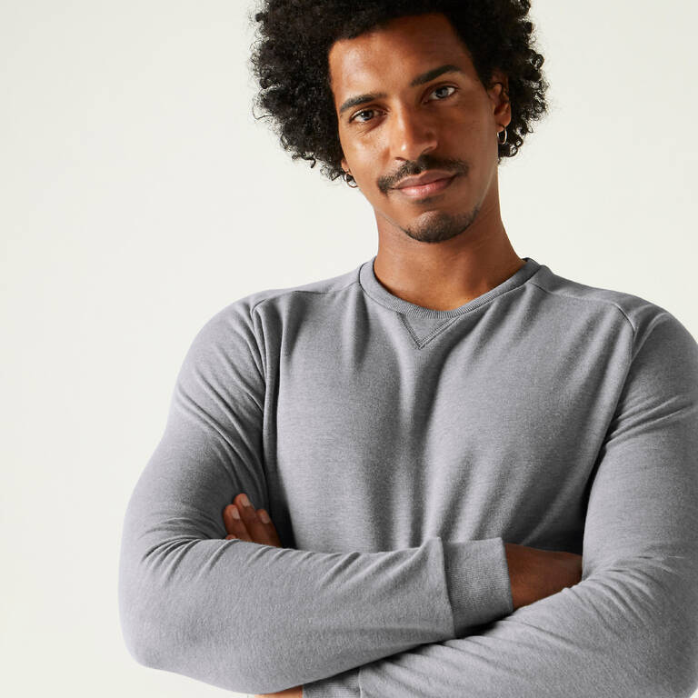 Crew Neck Fitness Sweatshirt - Mottled Light Grey - Decathlon