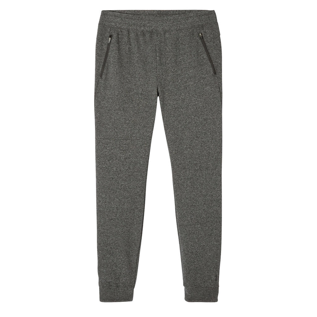 Fitness Slim-Fit Jogging Bottoms with Zip Pockets - Grey