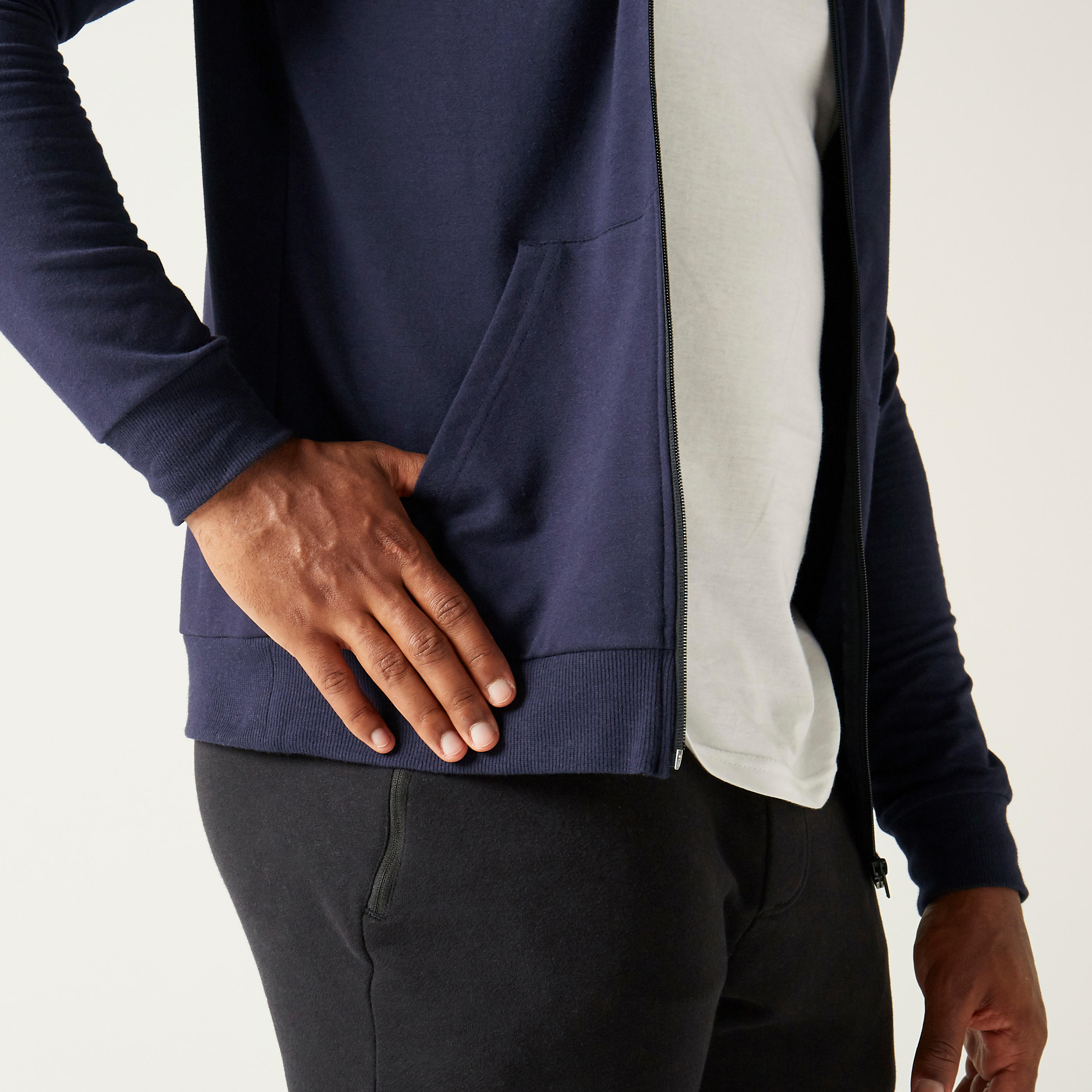 Men's Zip-Up Fitness Hoodie 100 - Dark Blue 6/8