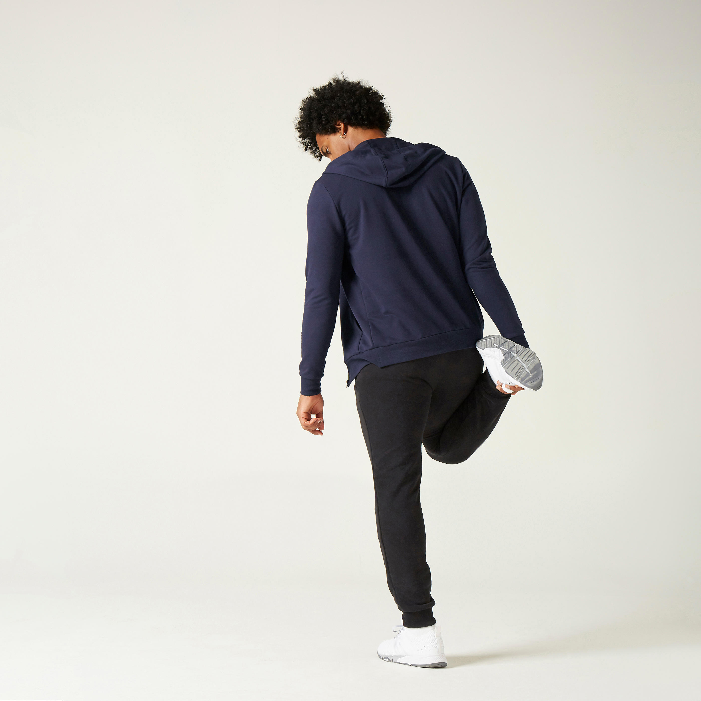 Men's Zip-Up Fitness Hoodie 100 - Dark Blue 3/8