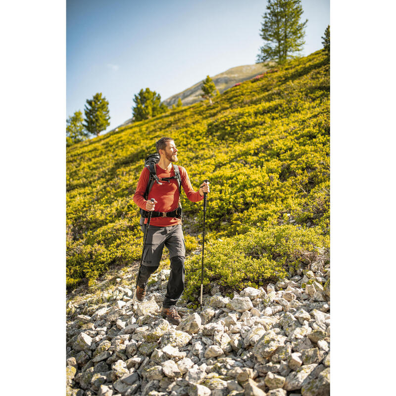 Men's Mountain Trekking Long-sleeved Merino T-Shirt - TREK 500 - Orange