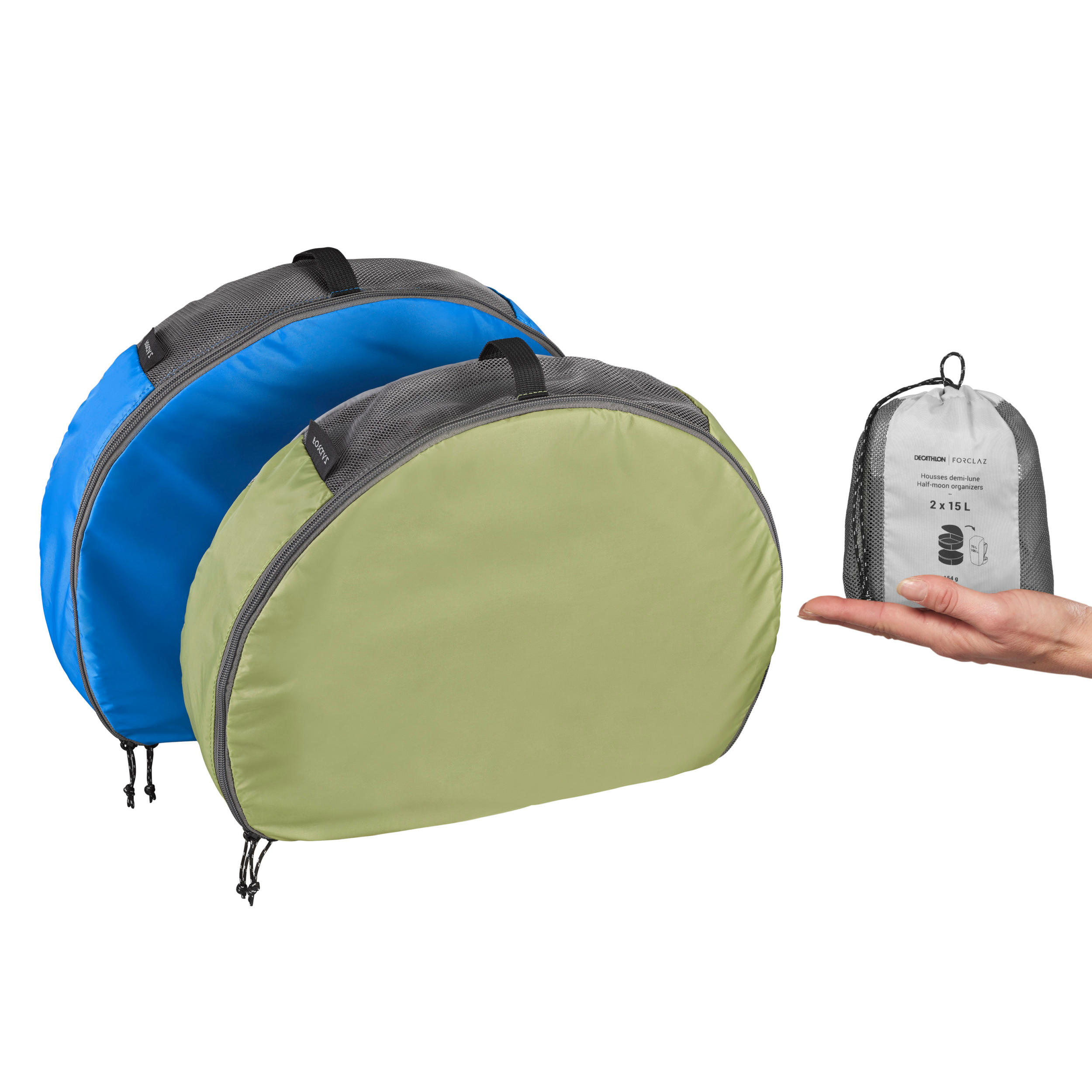 Lot de 2 housses de rangement de trekking Demi lune 2x15L