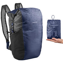 Compact and waterproof 20 litre trekking travel backpack TRAVEL 100 - NAVY BLUE