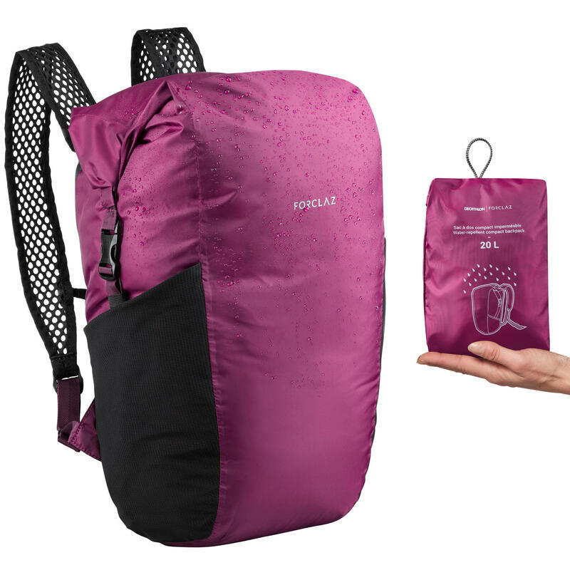 Compacte en waterdichte rugzak voor backpacken Travel 20 liter paars