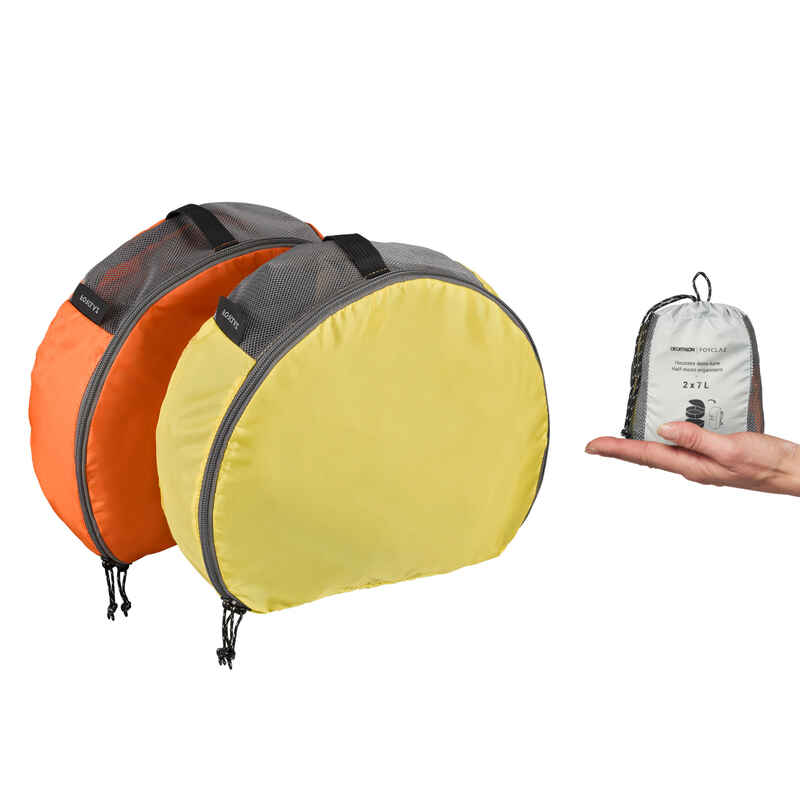 Fundas De Guardado Camping Trekking Forclaz Naranja Amarillo 2X7 L Lote x2