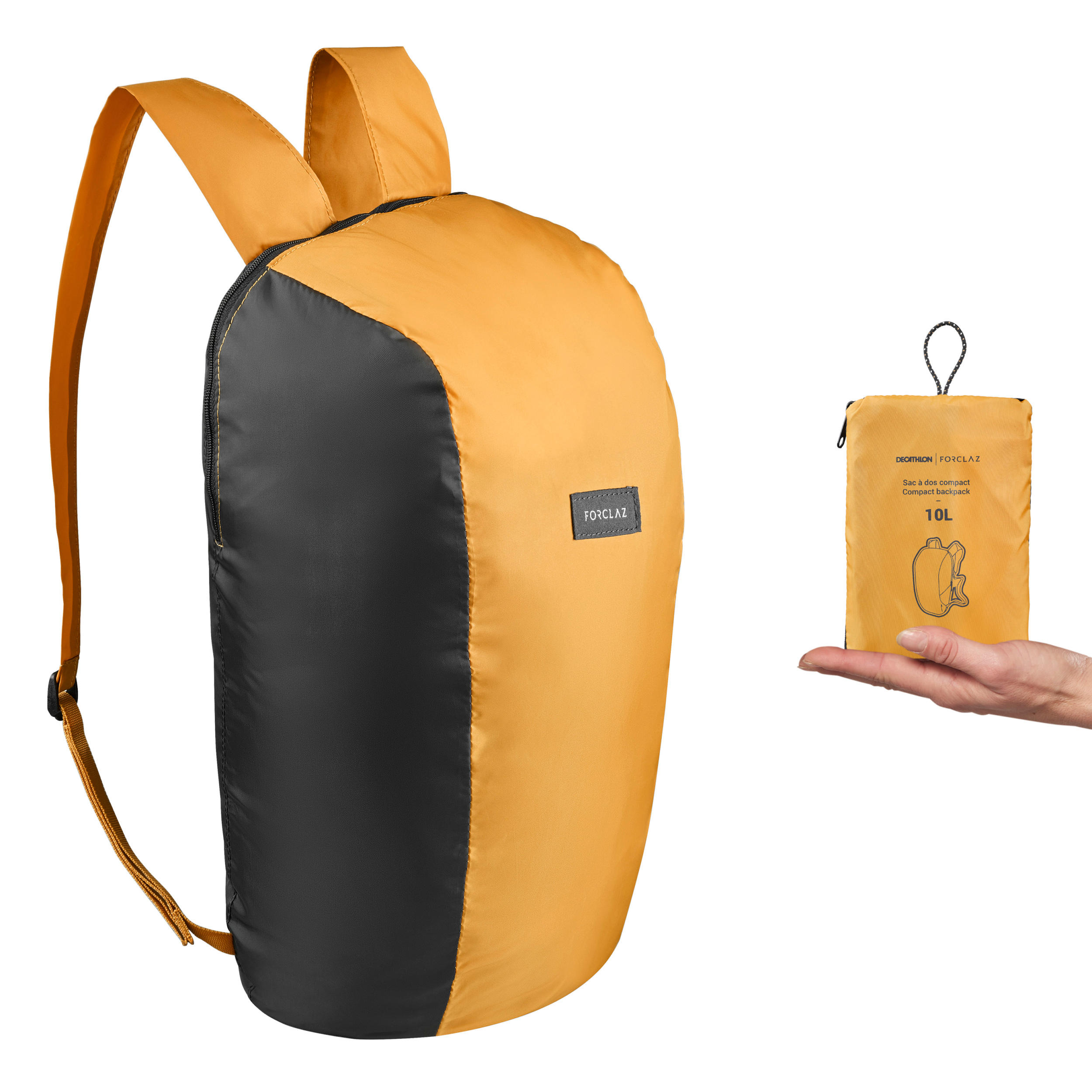 Mochila compacta 10 litros trekking viaje - TRAVEL 100 amarillo - Decathlon