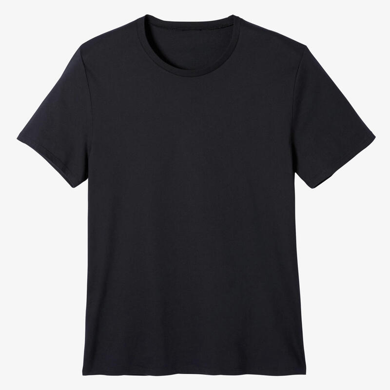 Camiseta fitness manga corta 100% algodón Hombre Domyos negro