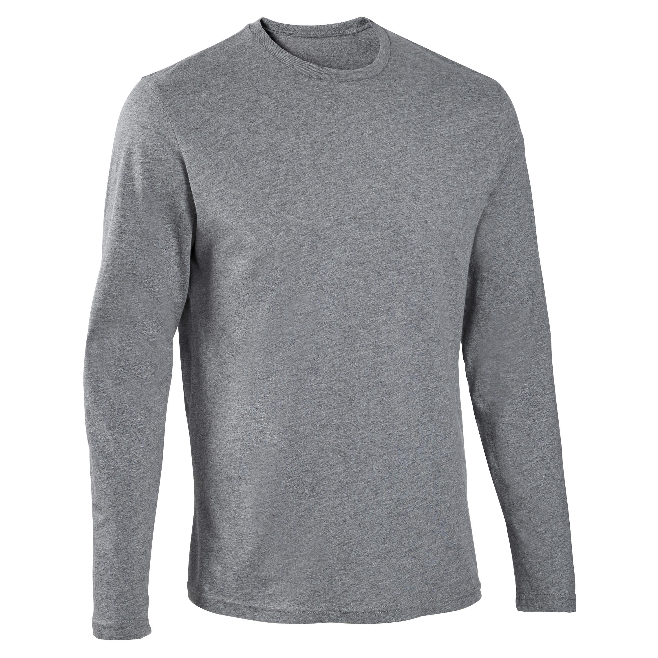 Long-Sleeved Fitness Cotton T-Shirt - Mottled Grey 6/6