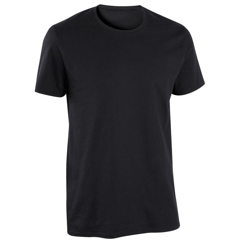 Tricou fitness bumbac 100 negru bărbați