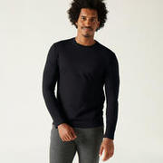 Men's Cotton Gym Long sleeve T-shirt Regular fit 100 - Black