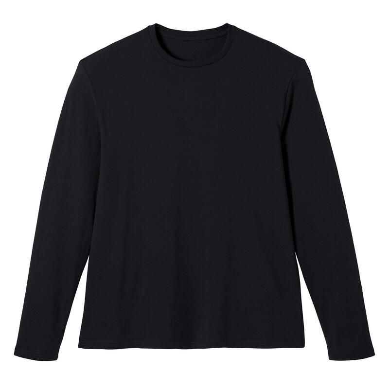 Bluză slim fitness 100 bumbac Negru Bărbați