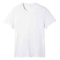 Men's Short-Sleeved Fitted-Cut Crew Neck Cotton Fitness T-Shirt Sportee - White