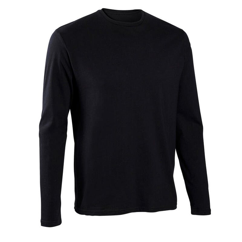 Bluză slim fitness 100 bumbac Negru Bărbați