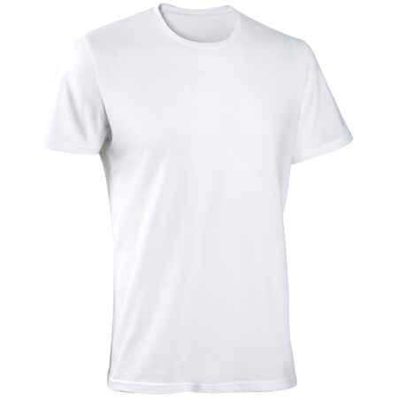 T-shirt fitness Sportee manches courtes slim coton col rond homme blanc glacier