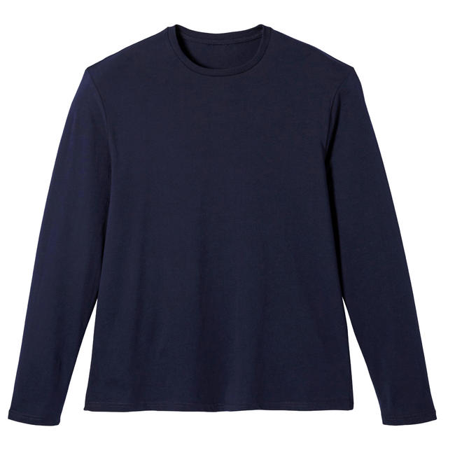 Men's Gym T-Shirt Long-Sleeved Cotton Regular Fit 120 - Dark Blue