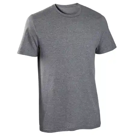 Men's Short-Sleeved Fitted-Cut Crew Neck Cotton Fitness T-Shirt Sportee - Grey