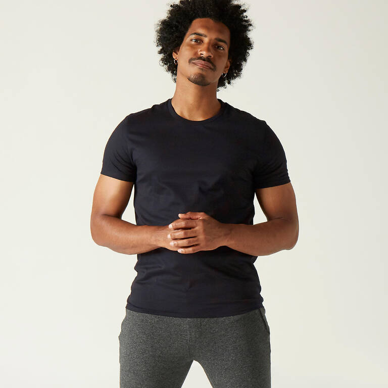 Men's T-Shirt For Gym Cotton Rich 100-Black
