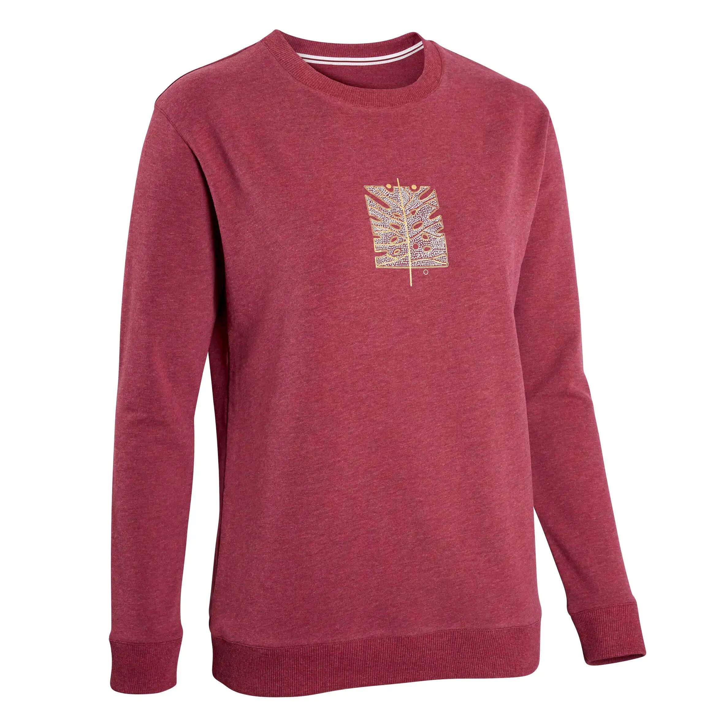 Women's Fitness Sweatshirt 100 - Purple with Print 6/6