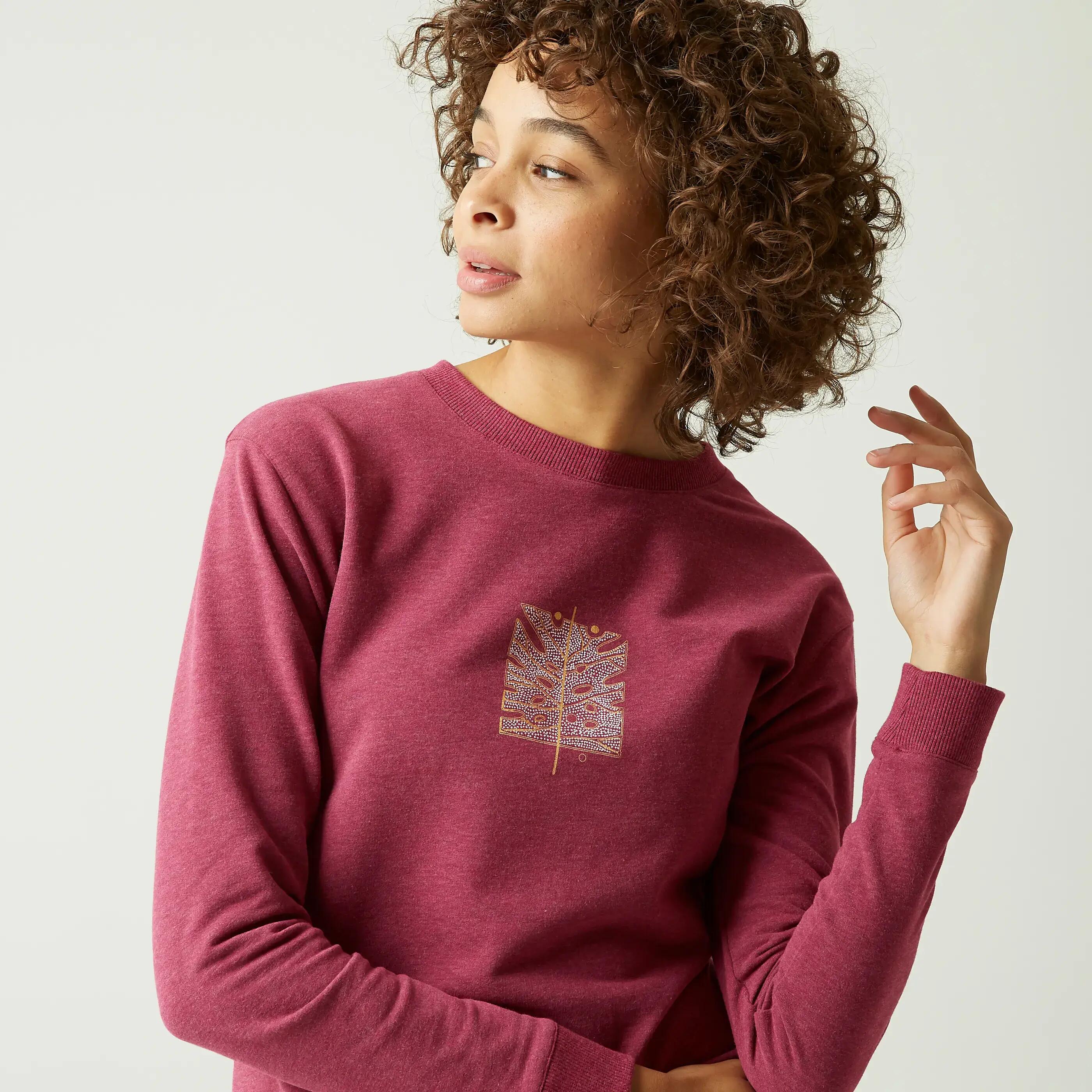 Women's Fitness Sweatshirt 100 - Purple with Print 4/6